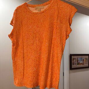 Michael Kors Orange & White Paisley Shirt – Perfect for Clemson Fans, Size M